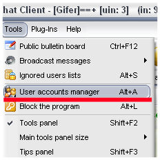MyChat top menu
