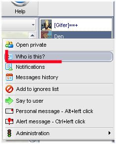 MyChat User menu