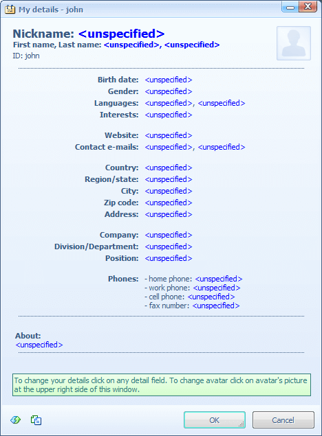 The main window of Bimoid messenger