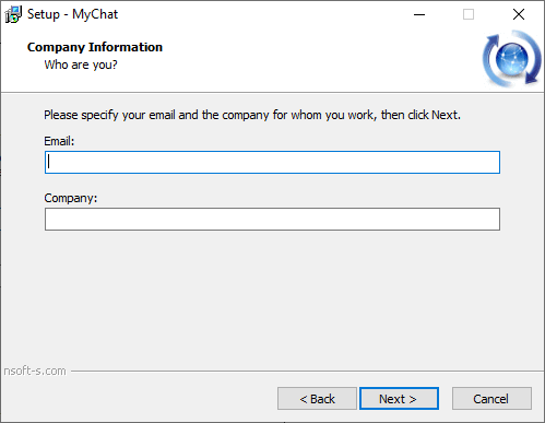 MyChat installation, filling data