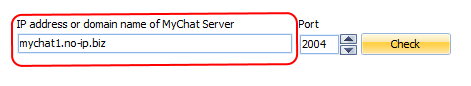 Entering IP address in MyChat Server