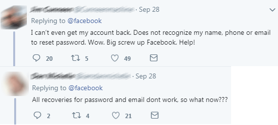 Tweets about Facebook security breach