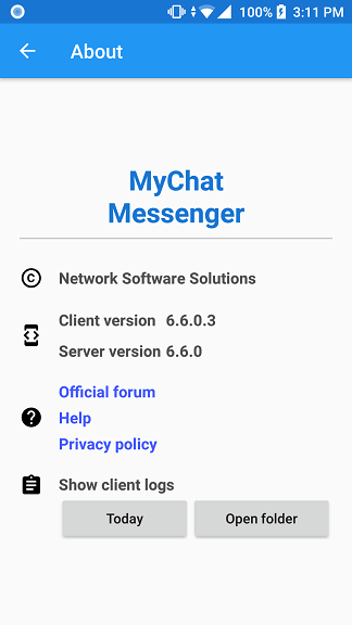 View logs in MyChat for Android