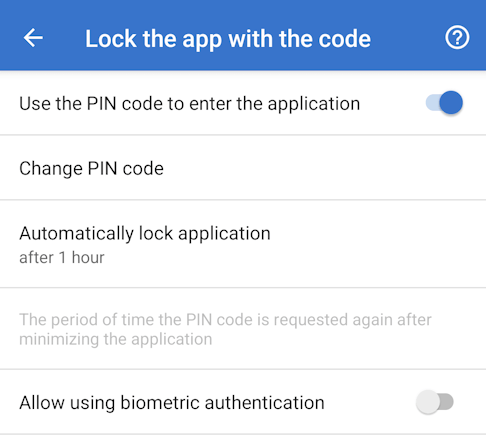 Налаштування цифрового PIN-коду в MyChat для Android