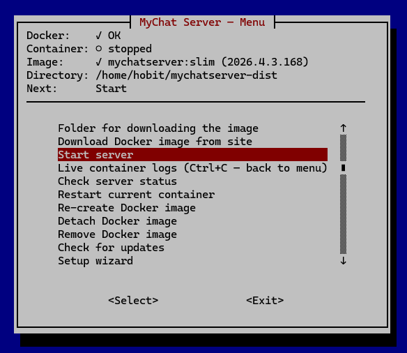 Установка MyChat Server через Docker