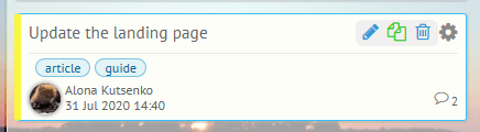 Updating the Kanban project management system, copying a task