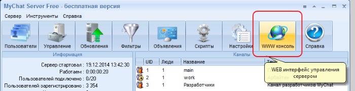 WEB-консоль MyChat