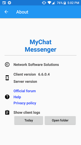 The list of active dialogues in MyChat for Android