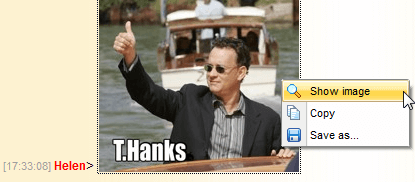 Images context menu in the chat