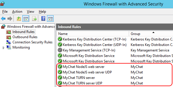 MyChat Server in the Windows Firewall exception list