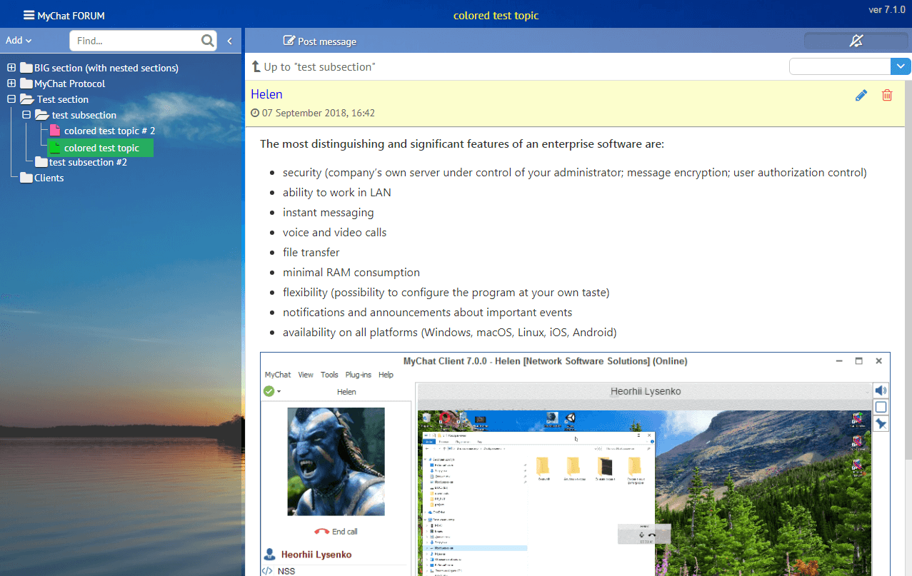 Pictures and documents in the built-in forum