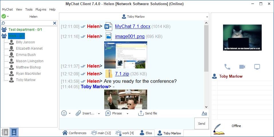 MyChat 7.4 interface