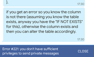 Client errors in MyChat for Android 7.4