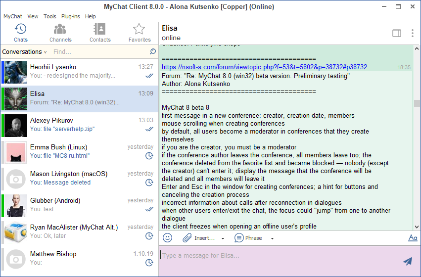 MyChat Client 8.0 new interface