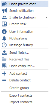 MyChat Client 8.0 context menu