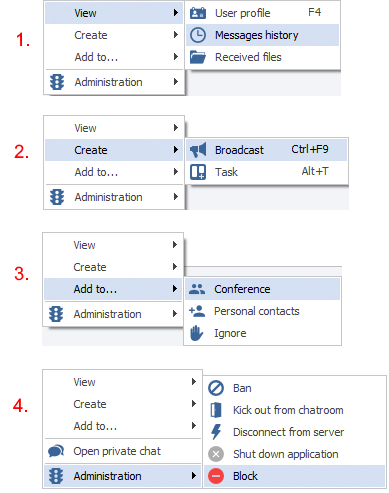 MyChat Client 8.0 new context menu