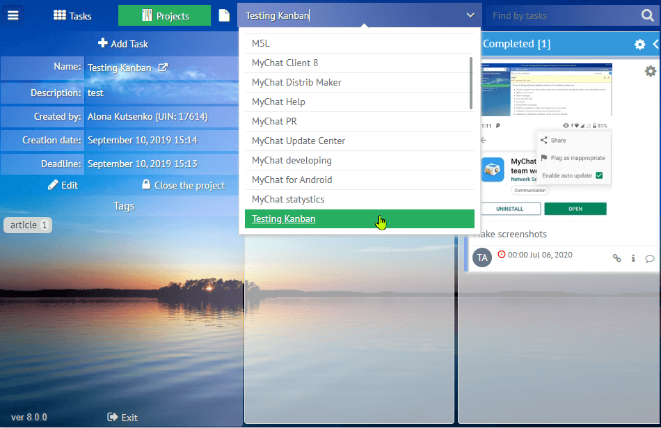 Kanban manager MyChat Client 8.0