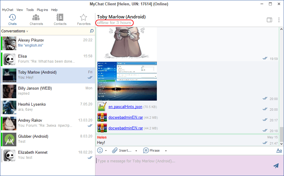 Offline statuses in MyChat Client 8.0