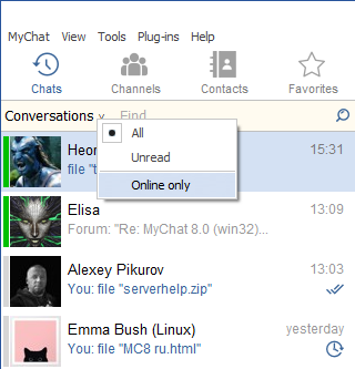 New dialogues in MyChat Client 8.0