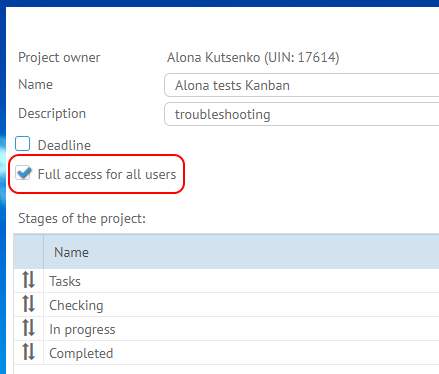 Configuring access for MyChat Kanban