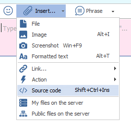 Inserting source code in MyChat