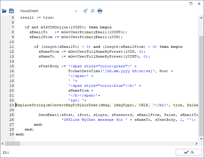 Editing source code in MyChat