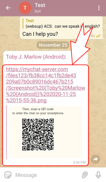 Sending files from MyChat to Telegram