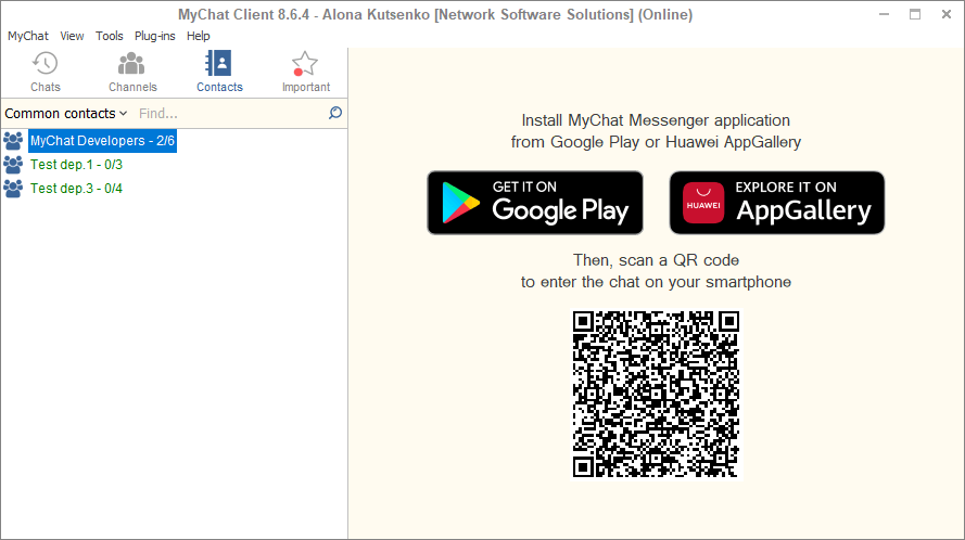 QR code for connection via Android phone