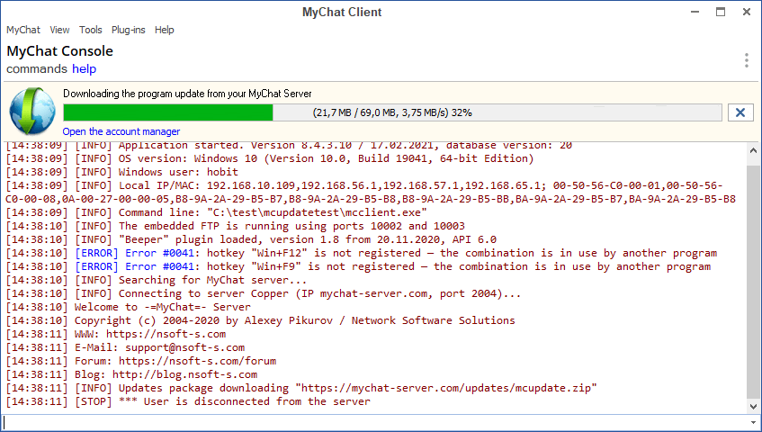 MyChat Server, updating MyChat Client for Windows