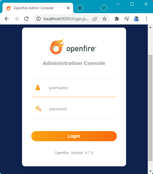 Entering Openfire server