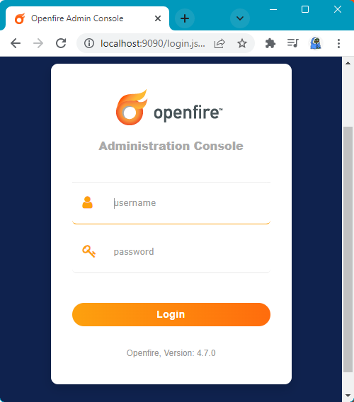 Вхід на сервер Openfire