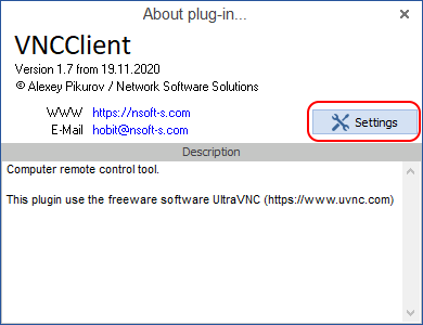 MyChat plugin information window